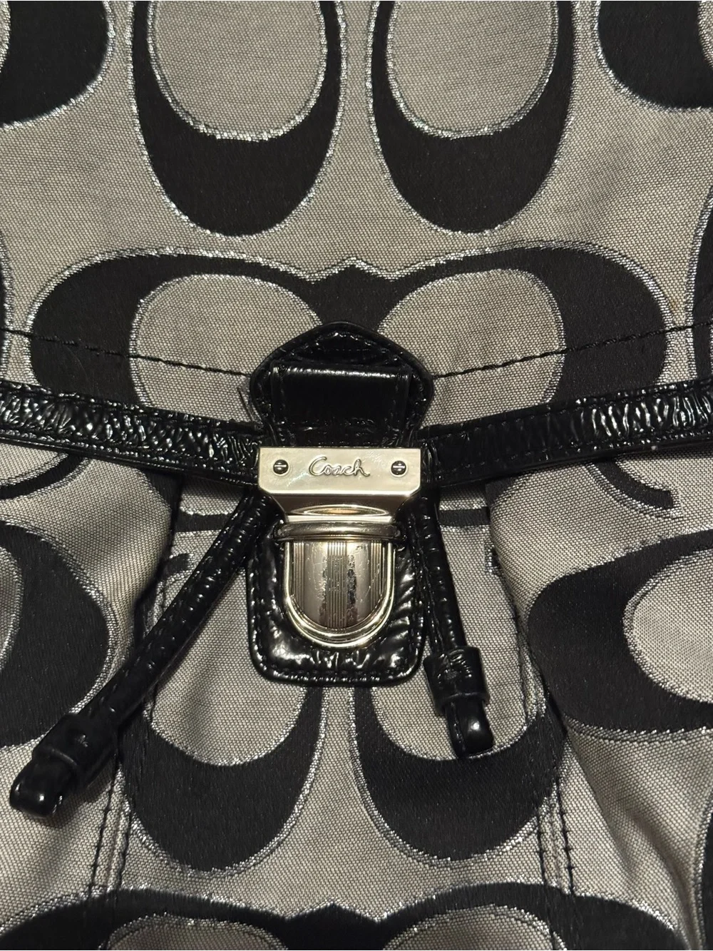 Coach Black and Gray Signature Backpack